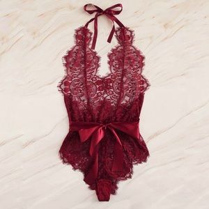 New Red Medium Halter Teddy Lingerie